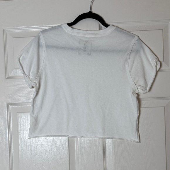 We The Free White Cropped T-Shirt with pinched sleeves size small - Picture 3 of 5